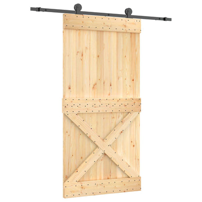 vidaXL Sliding Door Natural and Black 100 x 210 cm Solid Pine Wood