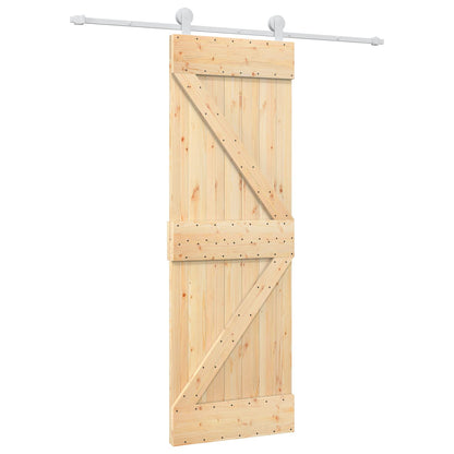 vidaXL Sliding Door Natural and White 70 x 210 cm Solid Pine Wood