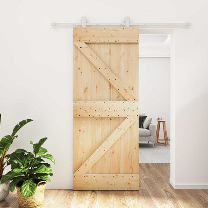 vidaXL Sliding Door Natural and White 85 x 210 cm Solid Pine Wood