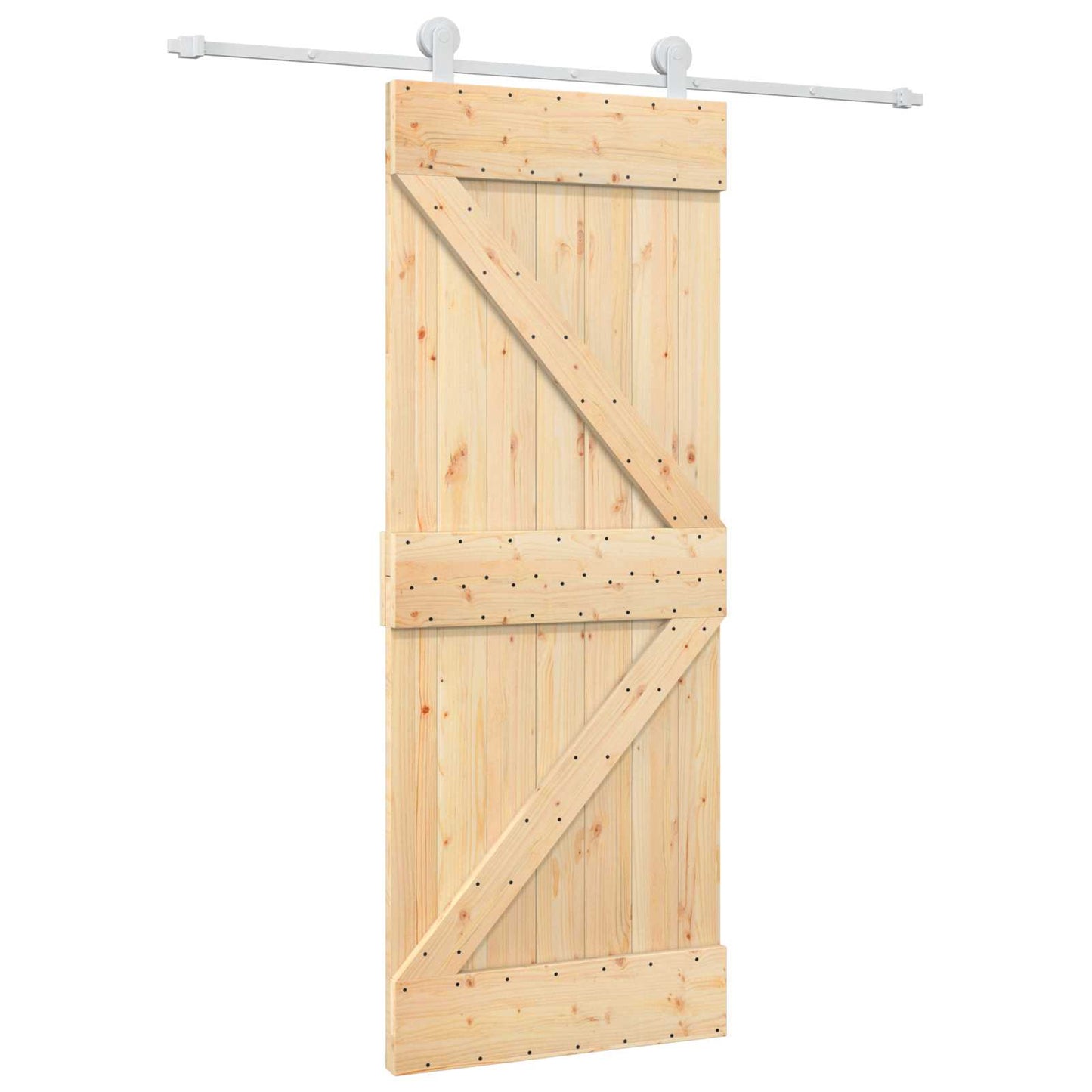 vidaXL Sliding Door Natural and White 80 x 210 cm Solid Pine Wood