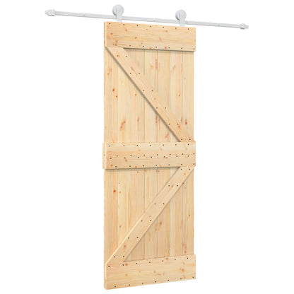 vidaXL Sliding Door Natural and White 80 x 210 cm Solid Pine Wood