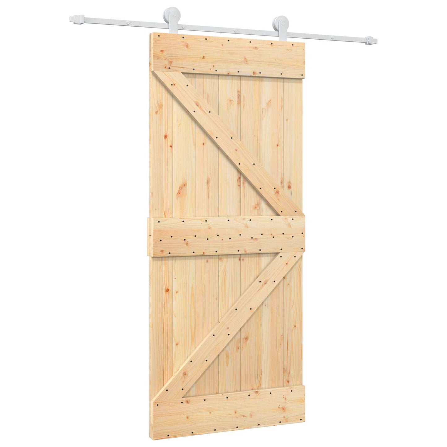 vidaXL Sliding Door Natural and White 90 x 210 cm Solid Pine Wood
