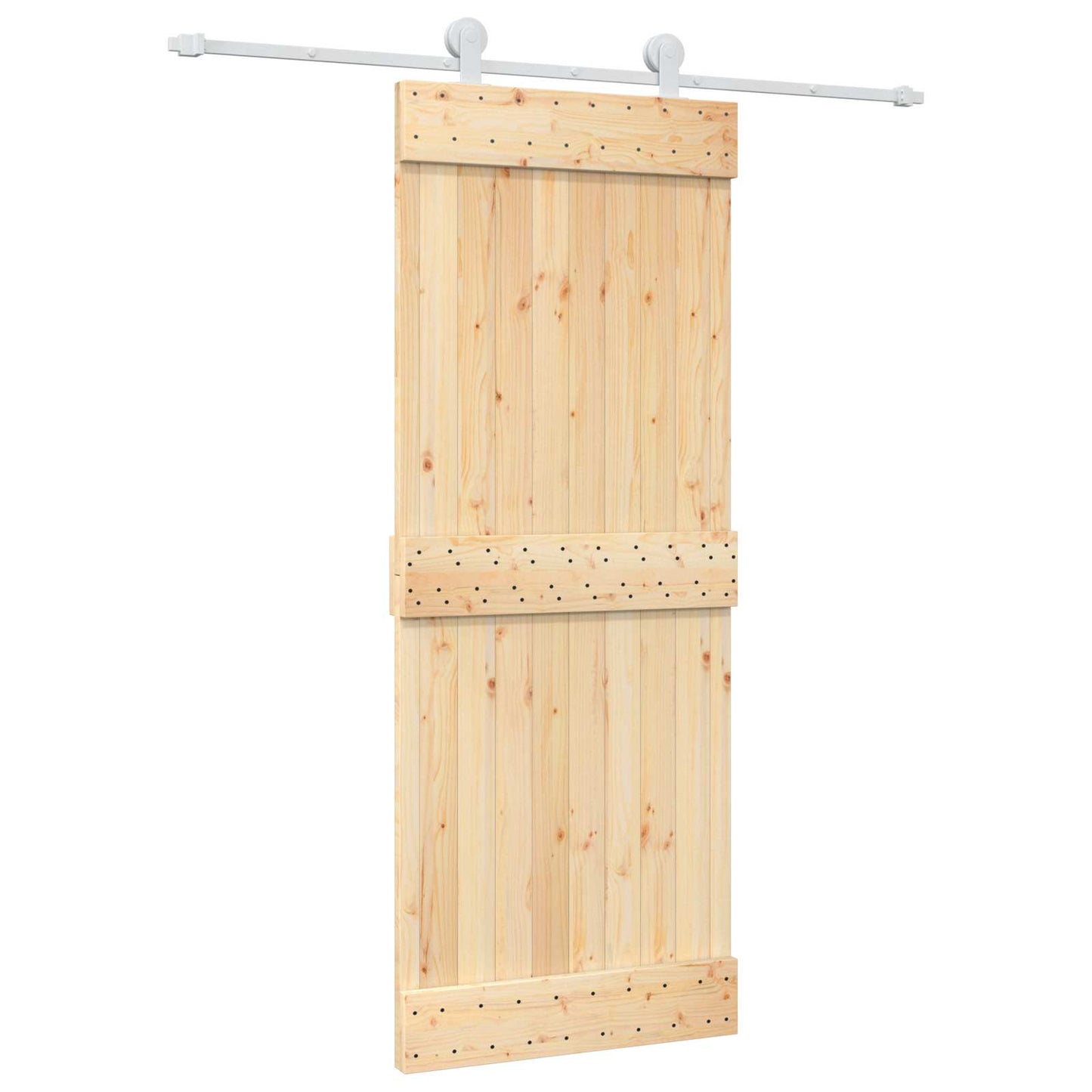 vidaXL Sliding Door Natural and White 80 x 210 cm Solid Pine Wood