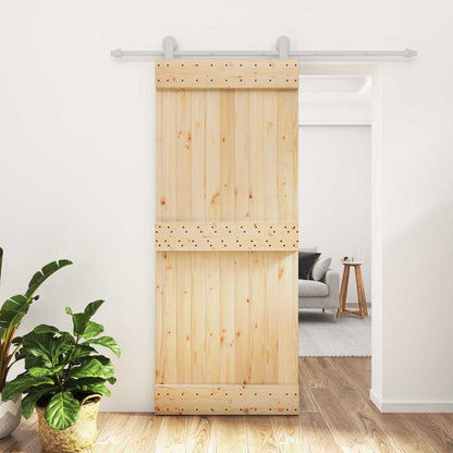 vidaXL Sliding Door Natural and White 85 x 210 cm Solid Pine Wood