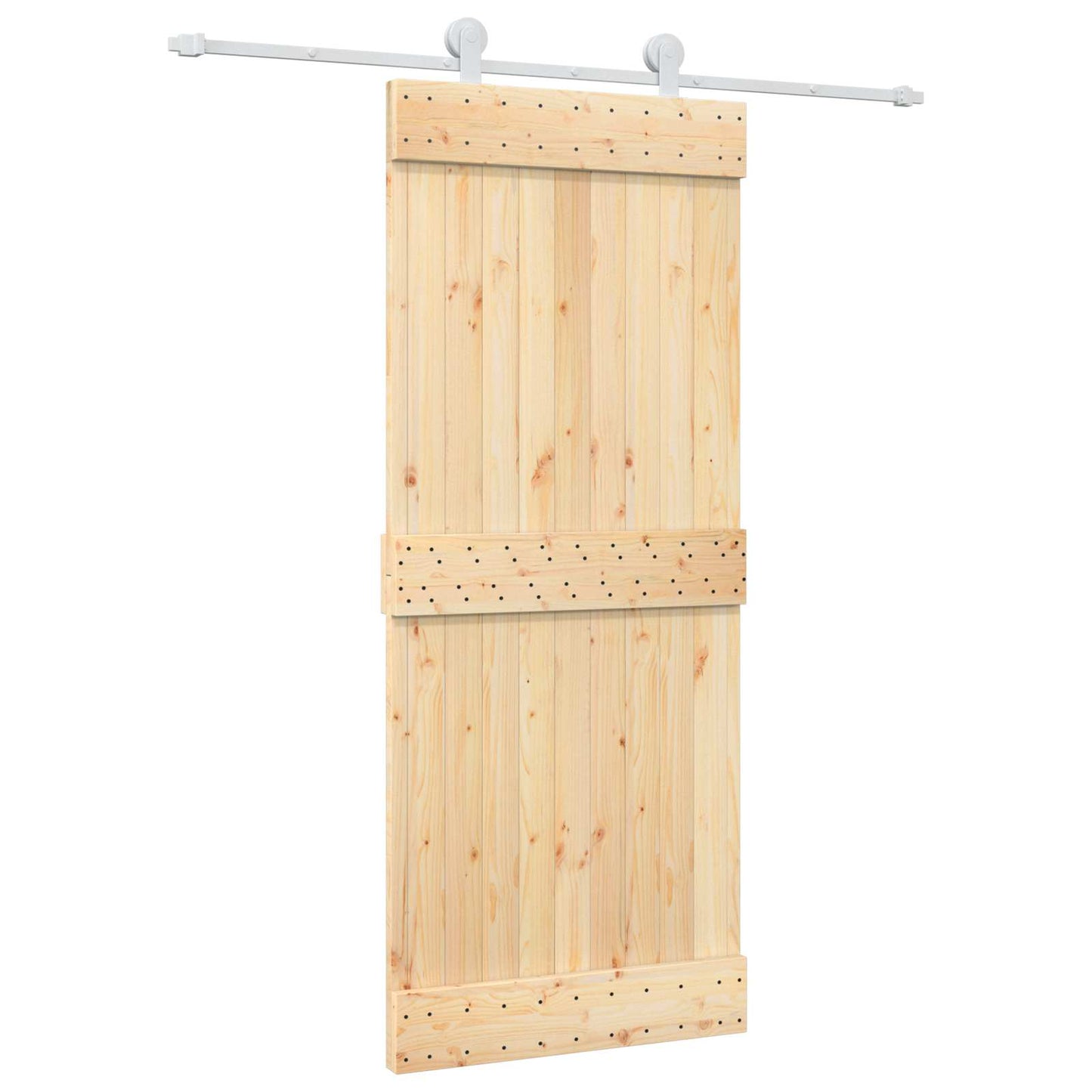 vidaXL Sliding Door Natural and White 85 x 210 cm Solid Pine Wood