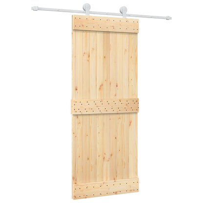 vidaXL Sliding Door Natural and White 85 x 210 cm Solid Pine Wood