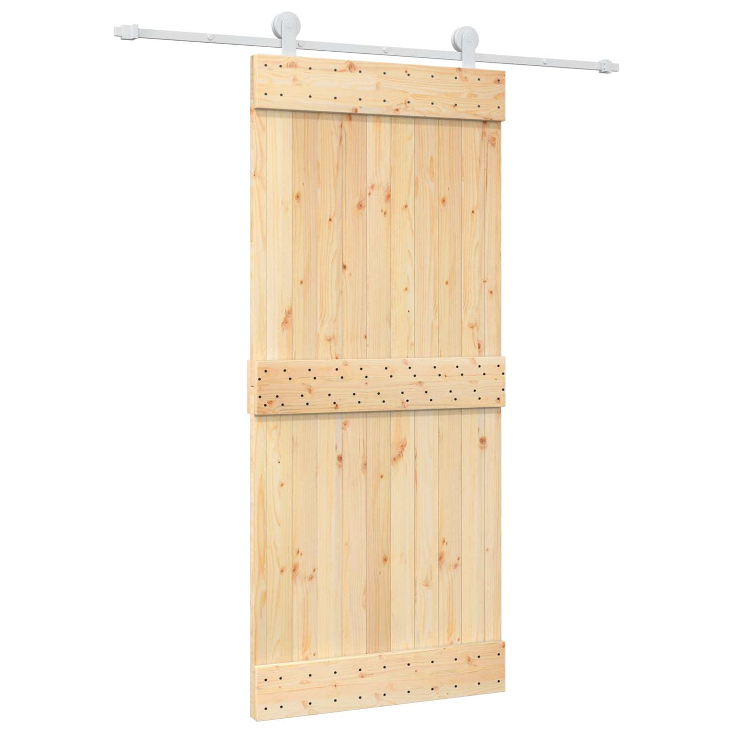 vidaXL Sliding Door Natural and White 90 x 210 cm Solid Pine Wood