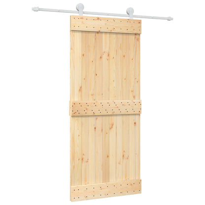 vidaXL Sliding Door Natural and White 90 x 210 cm Solid Pine Wood