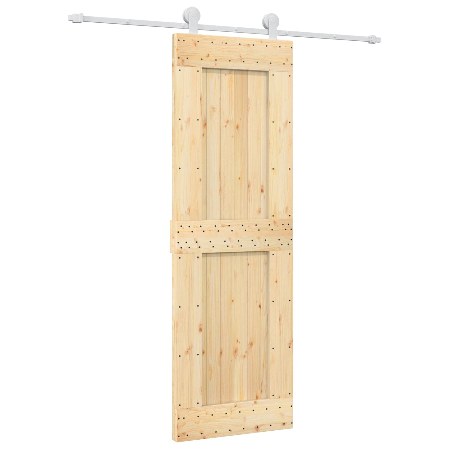 vidaXL Sliding Door Natural and White 70 x 210 cm Solid Pine Wood