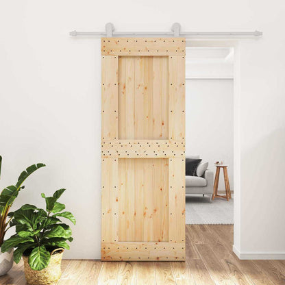 vidaXL Sliding Door Natural and White 80 x 210 cm Solid Pine Wood