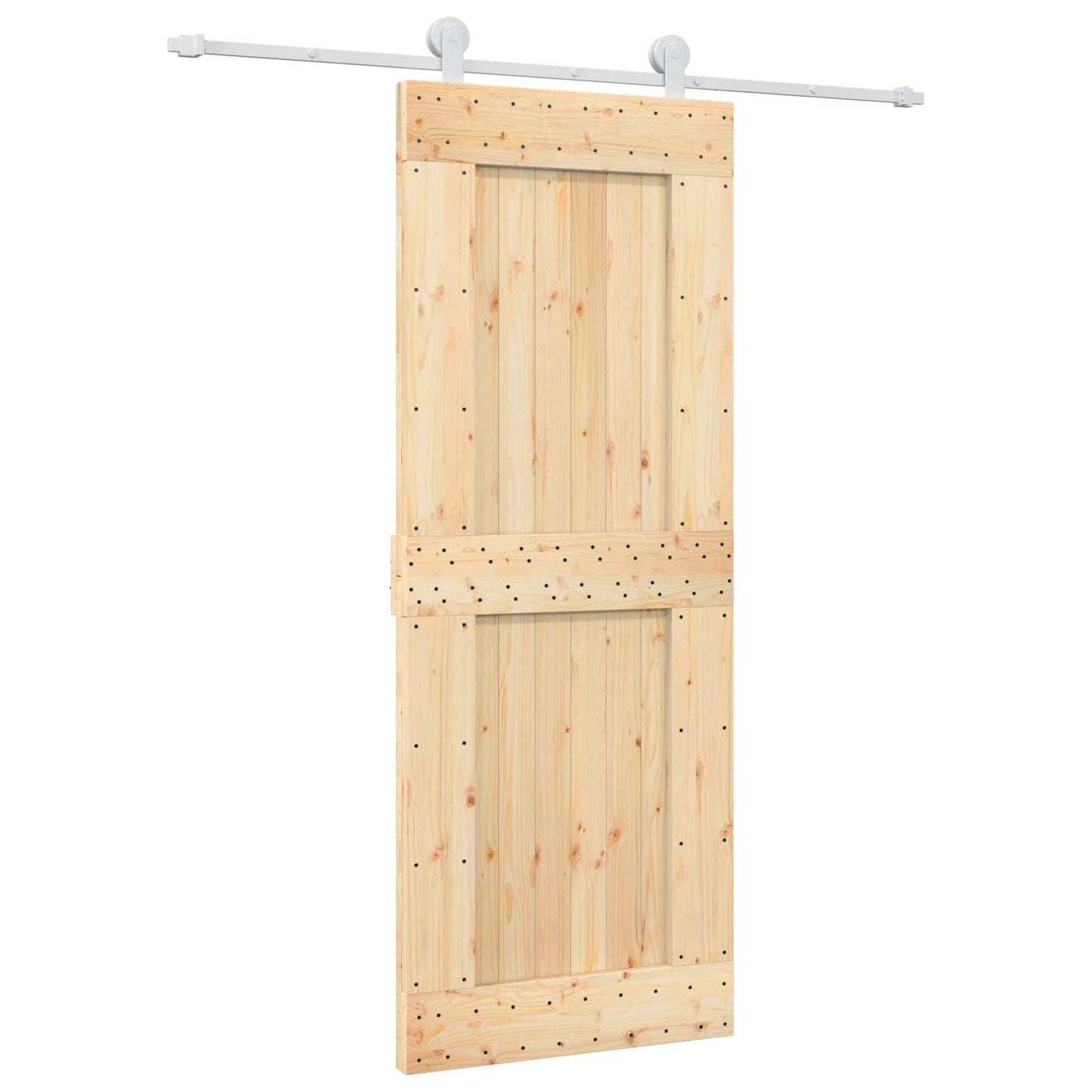 vidaXL Sliding Door Natural and White 80 x 210 cm Solid Pine Wood
