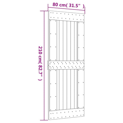 vidaXL Sliding Door Natural and White 80 x 210 cm Solid Pine Wood