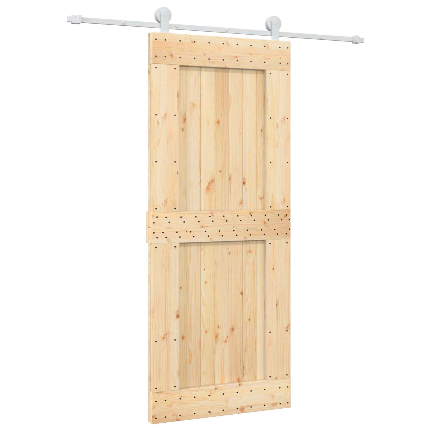 vidaXL Sliding Door Natural and White 85 x 210 cm Solid Pine Wood