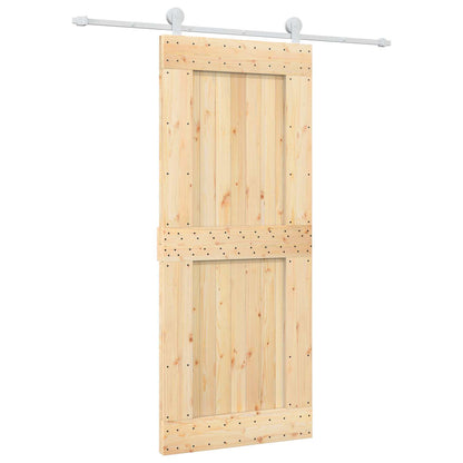 vidaXL Sliding Door Natural and White 85 x 210 cm Solid Pine Wood