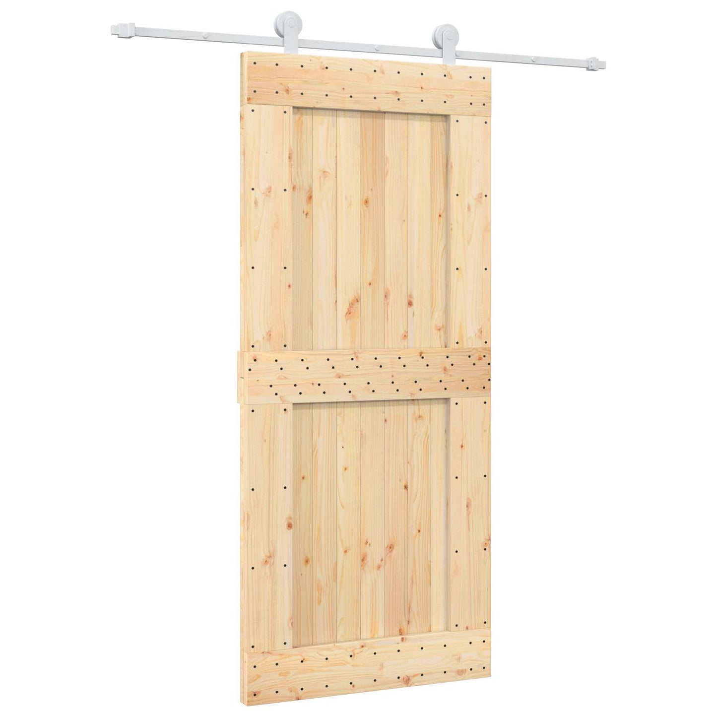 vidaXL Sliding Door Natural and White 90 x 210 cm Solid Pine Wood