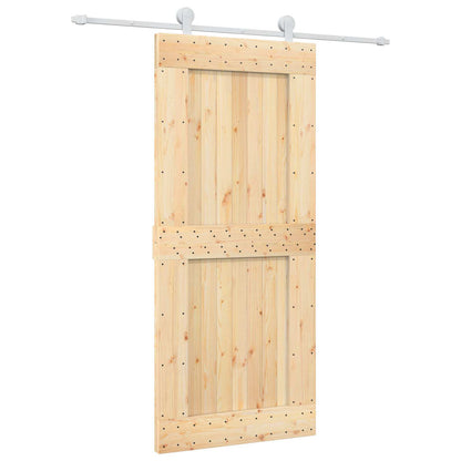 vidaXL Sliding Door Natural and White 90 x 210 cm Solid Pine Wood