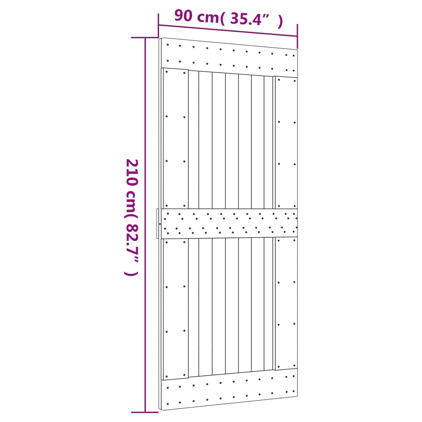 vidaXL Sliding Door Natural and White 90 x 210 cm Solid Pine Wood