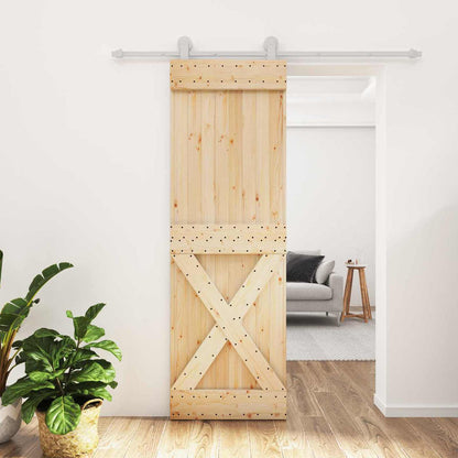 vidaXL Sliding Door Natural and White 70 x 210 cm Solid Pine Wood