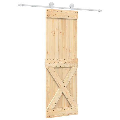 vidaXL Sliding Door Natural and White 70 x 210 cm Solid Pine Wood