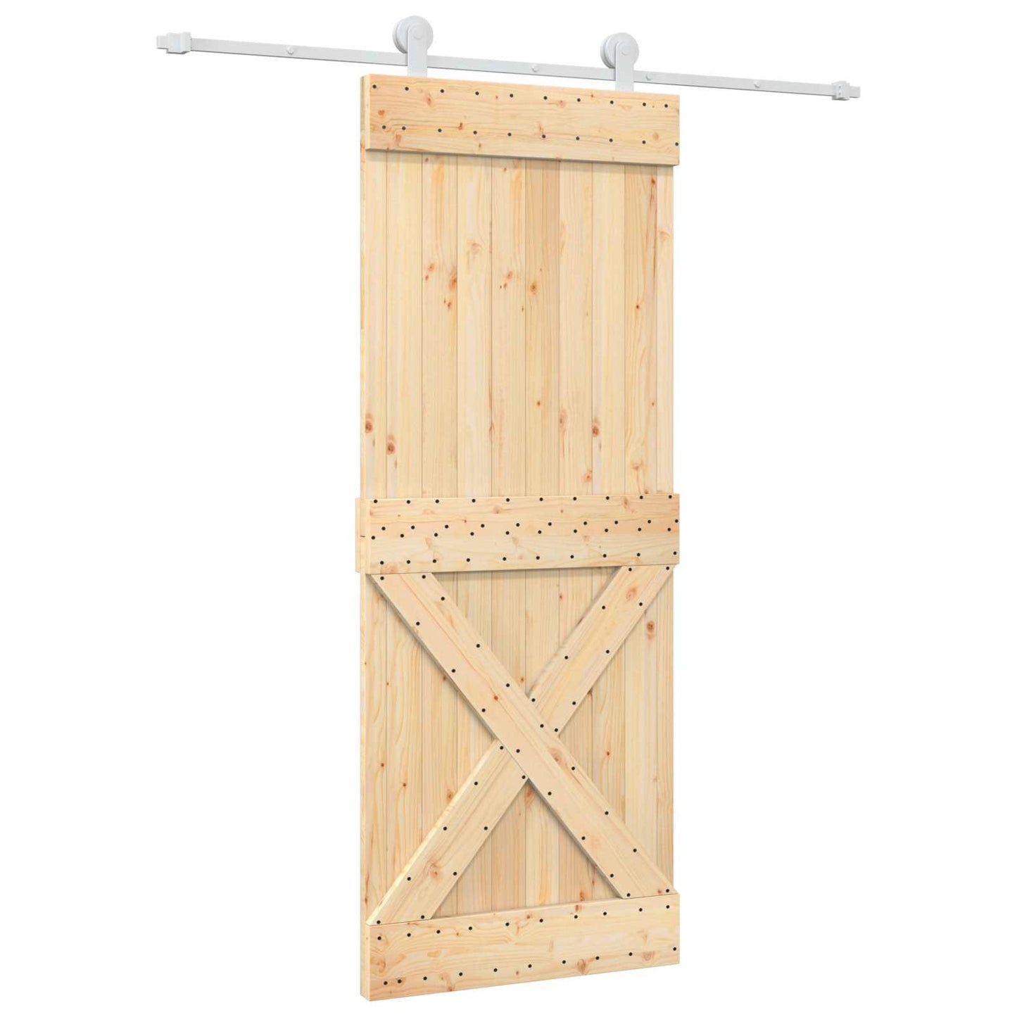 vidaXL Sliding Door Natural and White 80 x 210 cm Solid Pine Wood