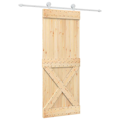 vidaXL Sliding Door Natural and White 80 x 210 cm Solid Pine Wood