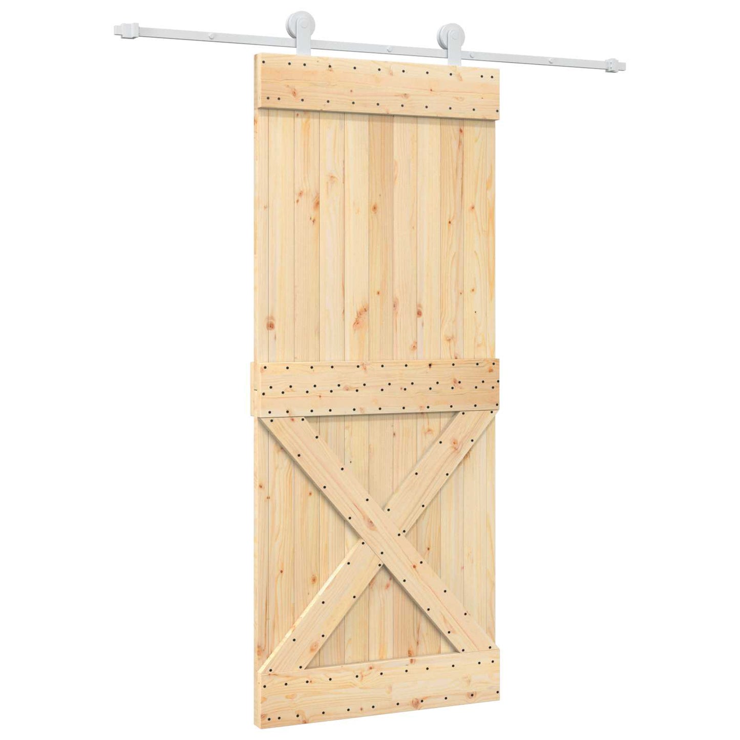 vidaXL Sliding Door Natural and White 85 x 210 cm Solid Pine Wood