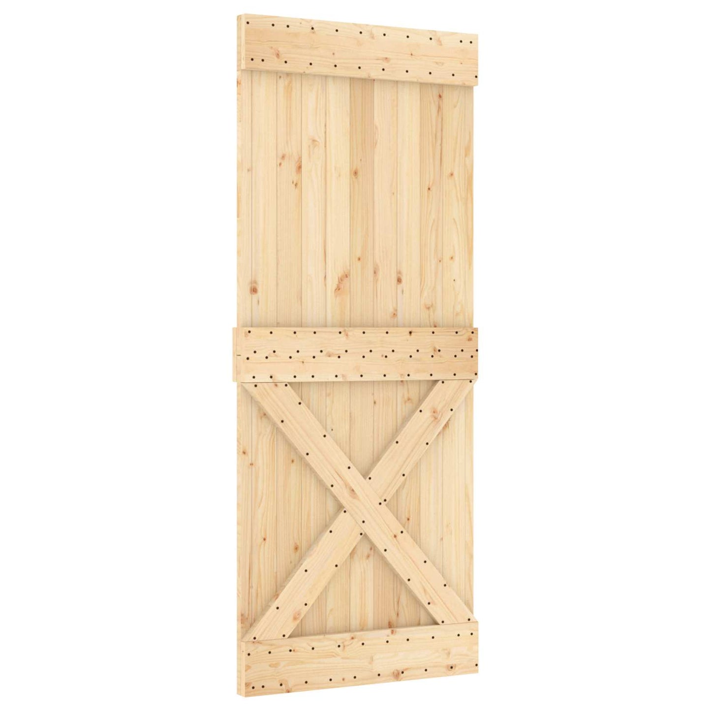 vidaXL Sliding Door Natural and White 85 x 210 cm Solid Pine Wood
