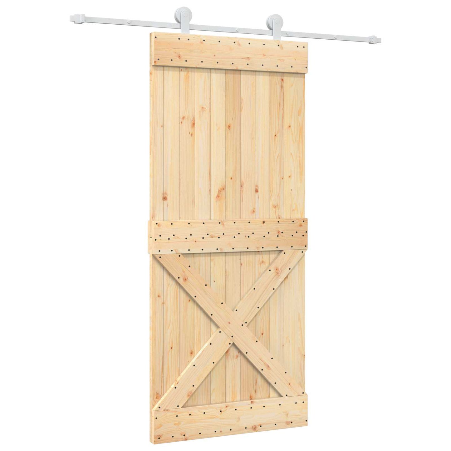 vidaXL Sliding Door Natural and White 90 x 210 cm Solid Pine Wood