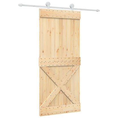 vidaXL Sliding Door Natural and White 90 x 210 cm Solid Pine Wood