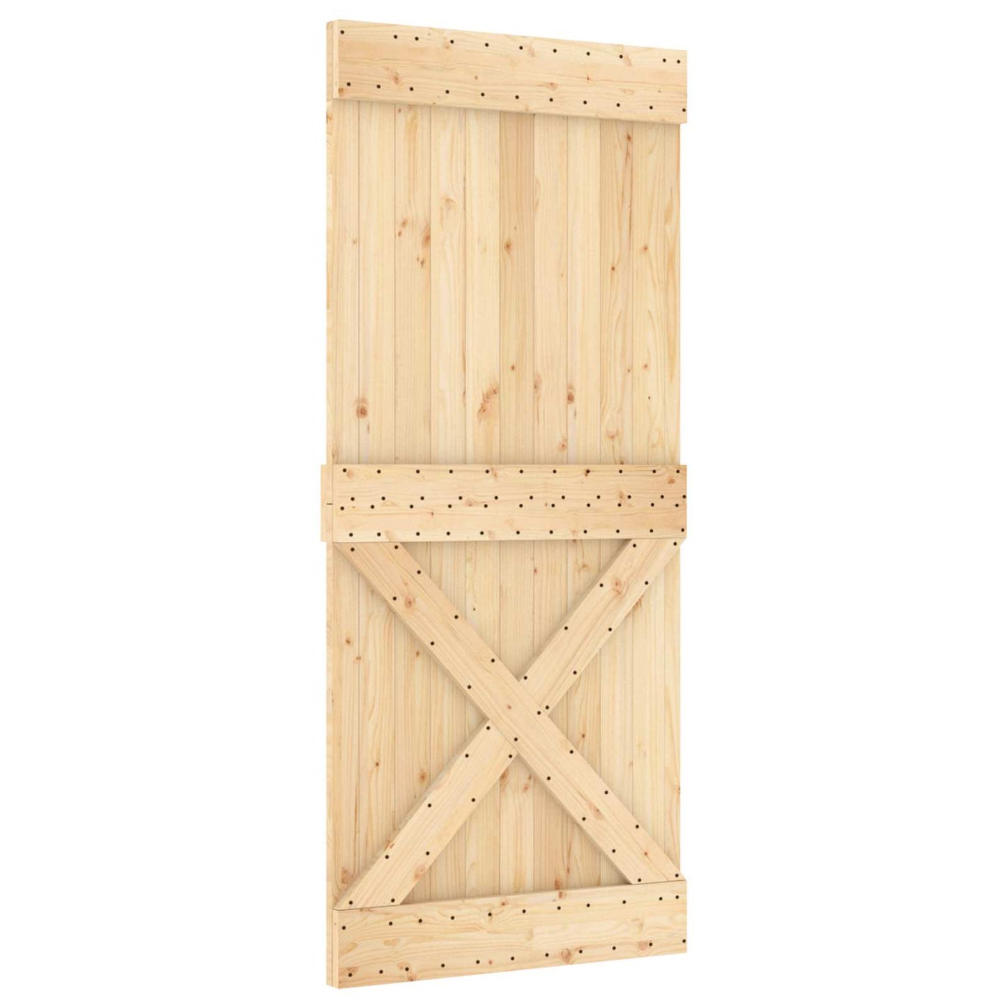 vidaXL Sliding Door Natural and White 90 x 210 cm Solid Pine Wood