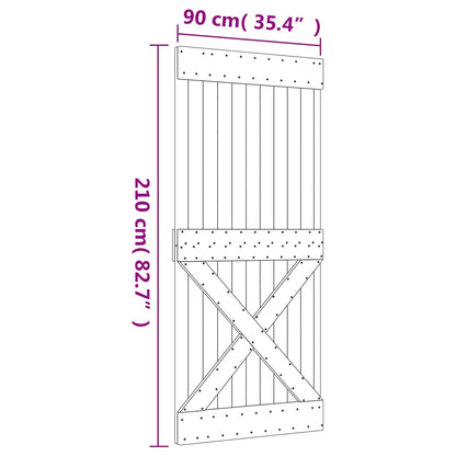 vidaXL Sliding Door Natural and White 90 x 210 cm Solid Pine Wood