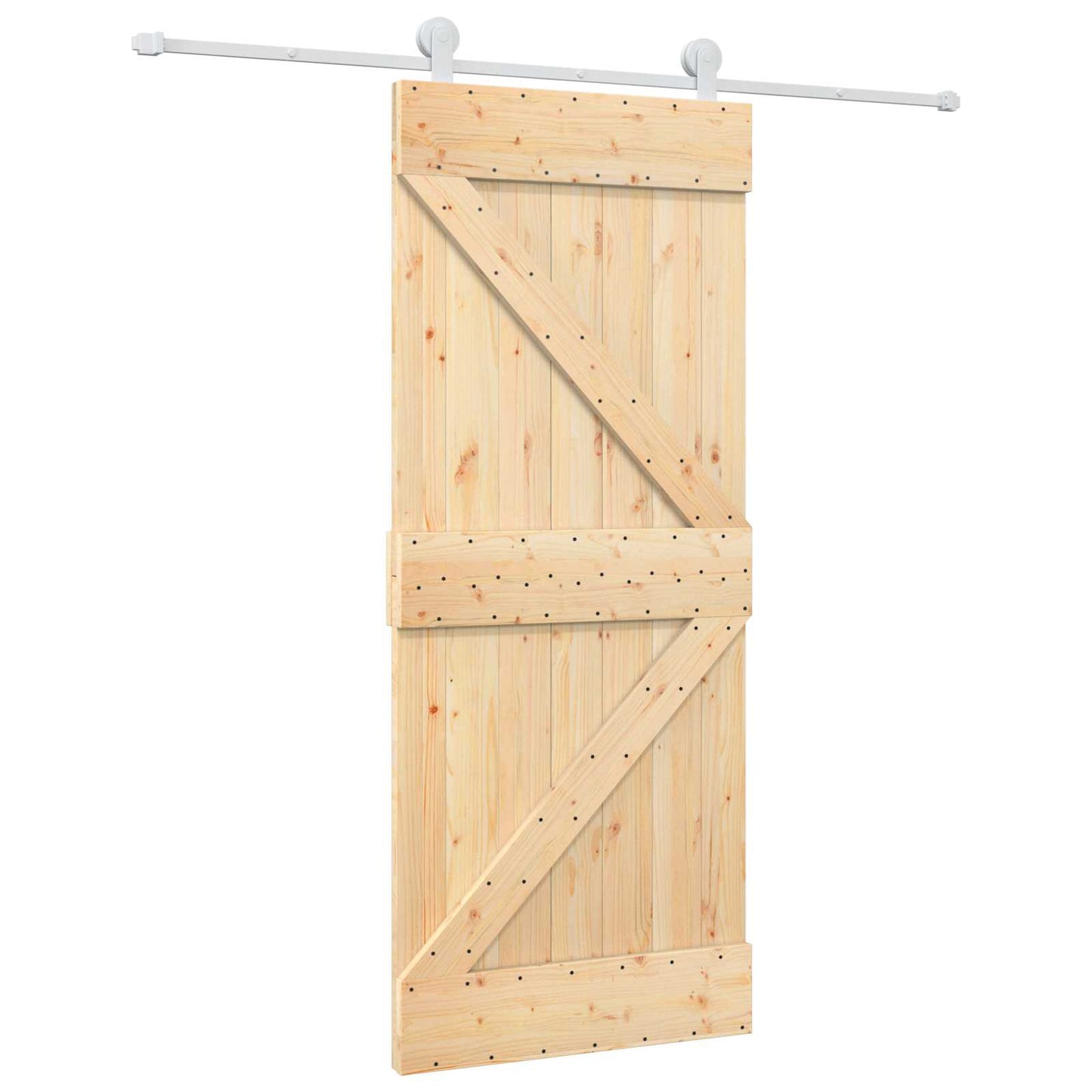 vidaXL Sliding Door Natural and White 85 x 210 cm Solid Pine Wood