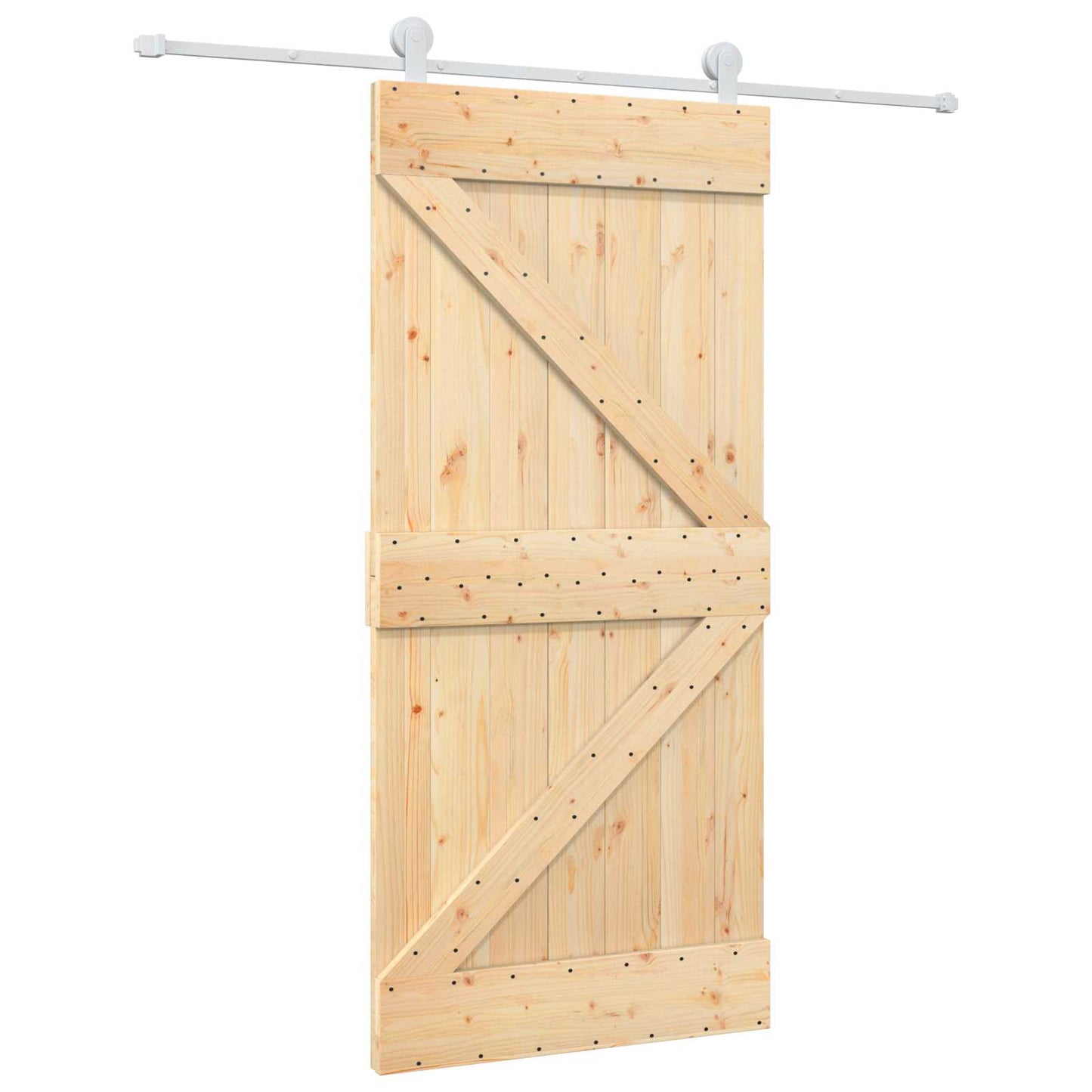 vidaXL Sliding Door Natural and White 95 x 210 cm Solid Pine Wood