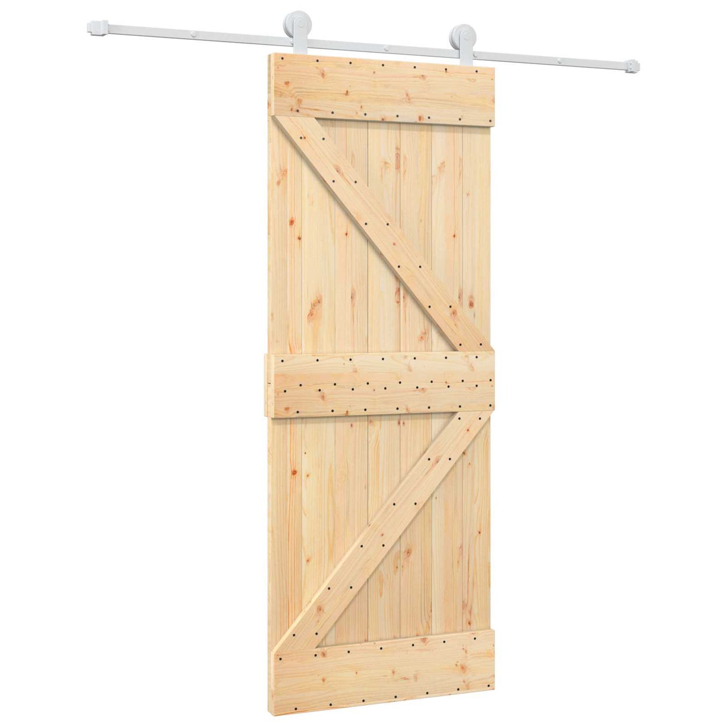 vidaXL Sliding Door Natural and White 80 x 210 cm Solid Pine Wood