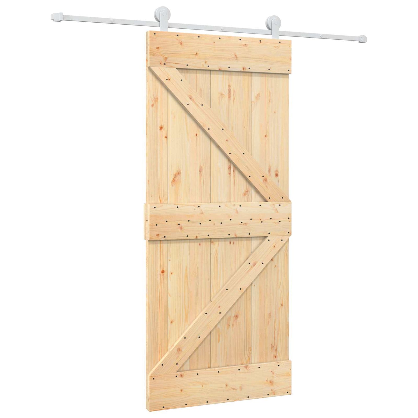 vidaXL Sliding Door Natural and White 90 x 210 cm Solid Pine Wood