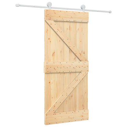 vidaXL Sliding Door Natural and White 90 x 210 cm Solid Pine Wood