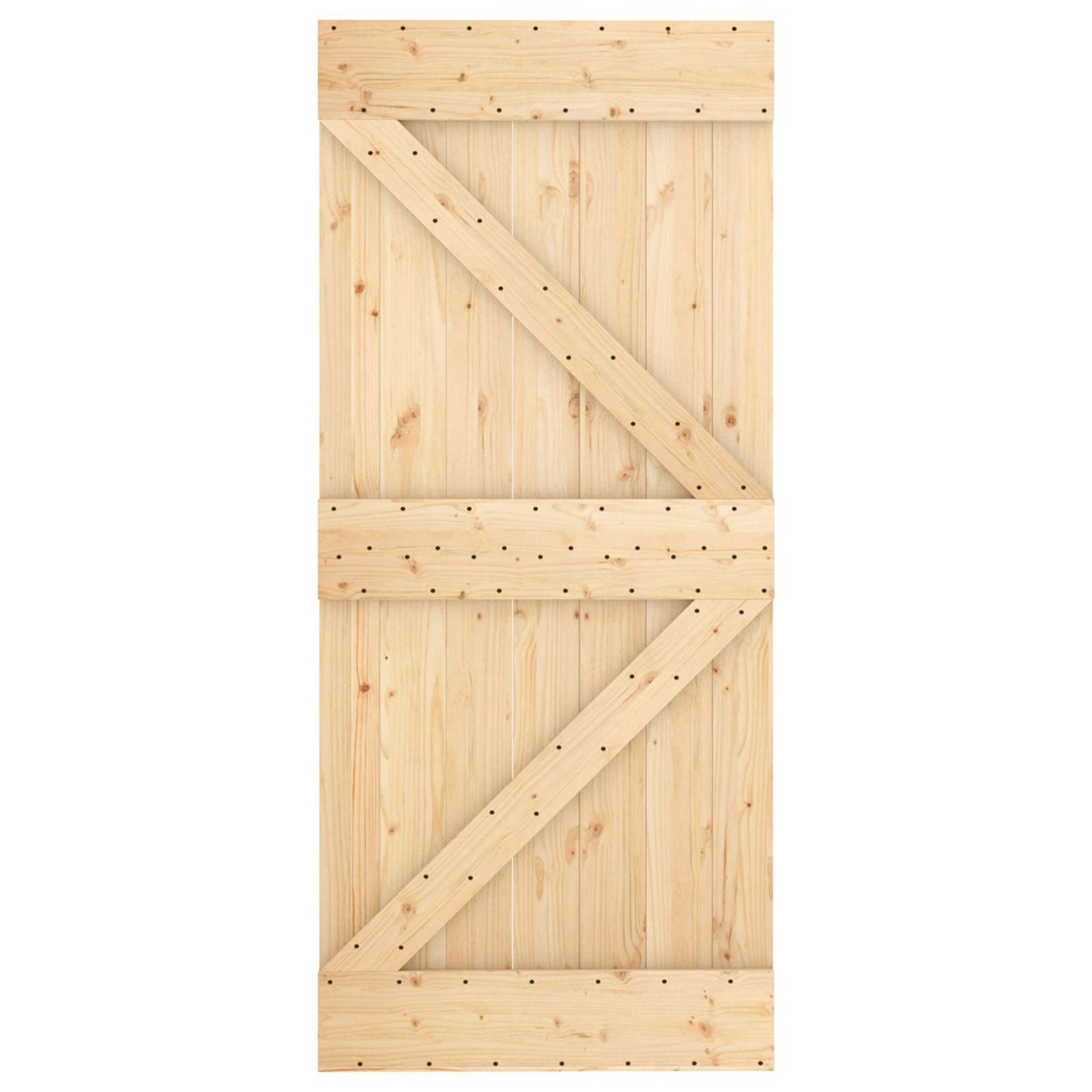 vidaXL Sliding Door Natural and White 90 x 210 cm Solid Pine Wood