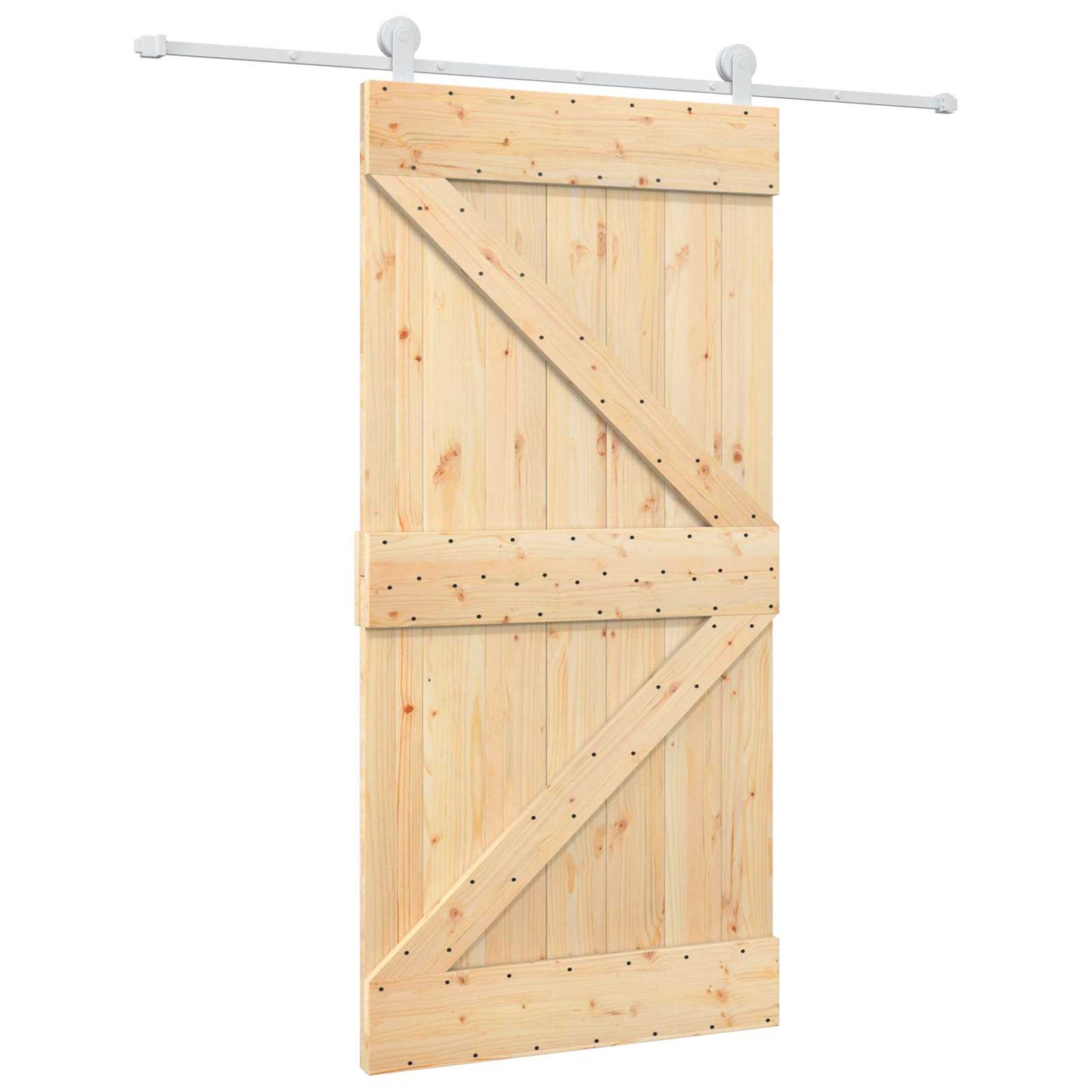 vidaXL Sliding Door Natural and White 100 x 210 cm Solid Pine Wood