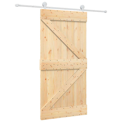 vidaXL Sliding Door Natural and White 100 x 210 cm Solid Pine Wood