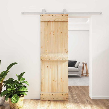 vidaXL Sliding Door Natural and White 70 x 210 cm Solid Pine Wood