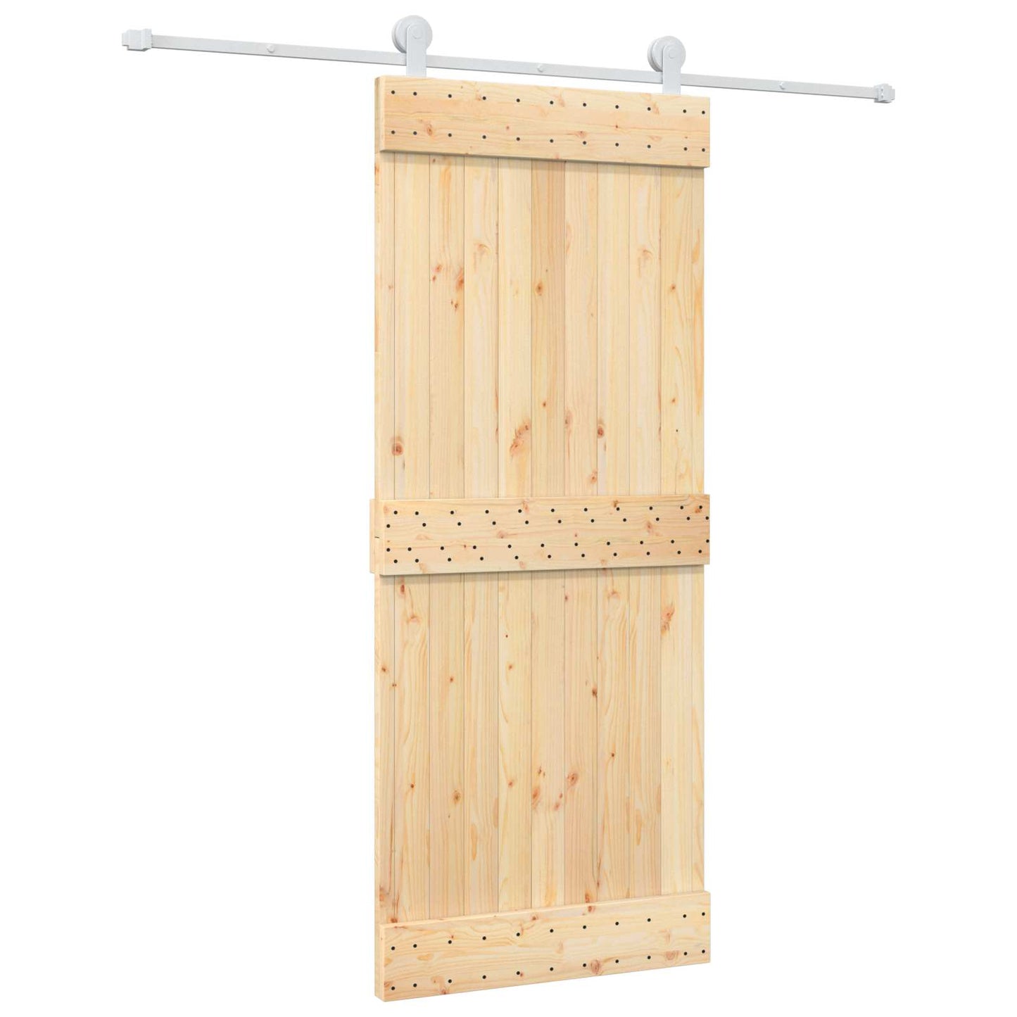 vidaXL Sliding Door Natural and White 85 x 210 cm Solid Pine Wood