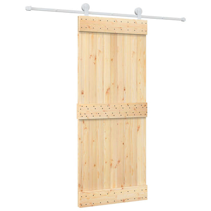 vidaXL Sliding Door Natural and White 85 x 210 cm Solid Pine Wood