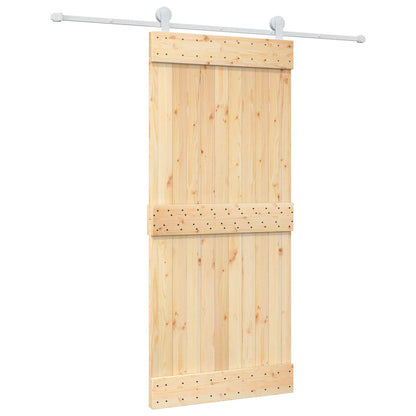 vidaXL Sliding Door Natural and White 90 x 210 cm Solid Pine Wood