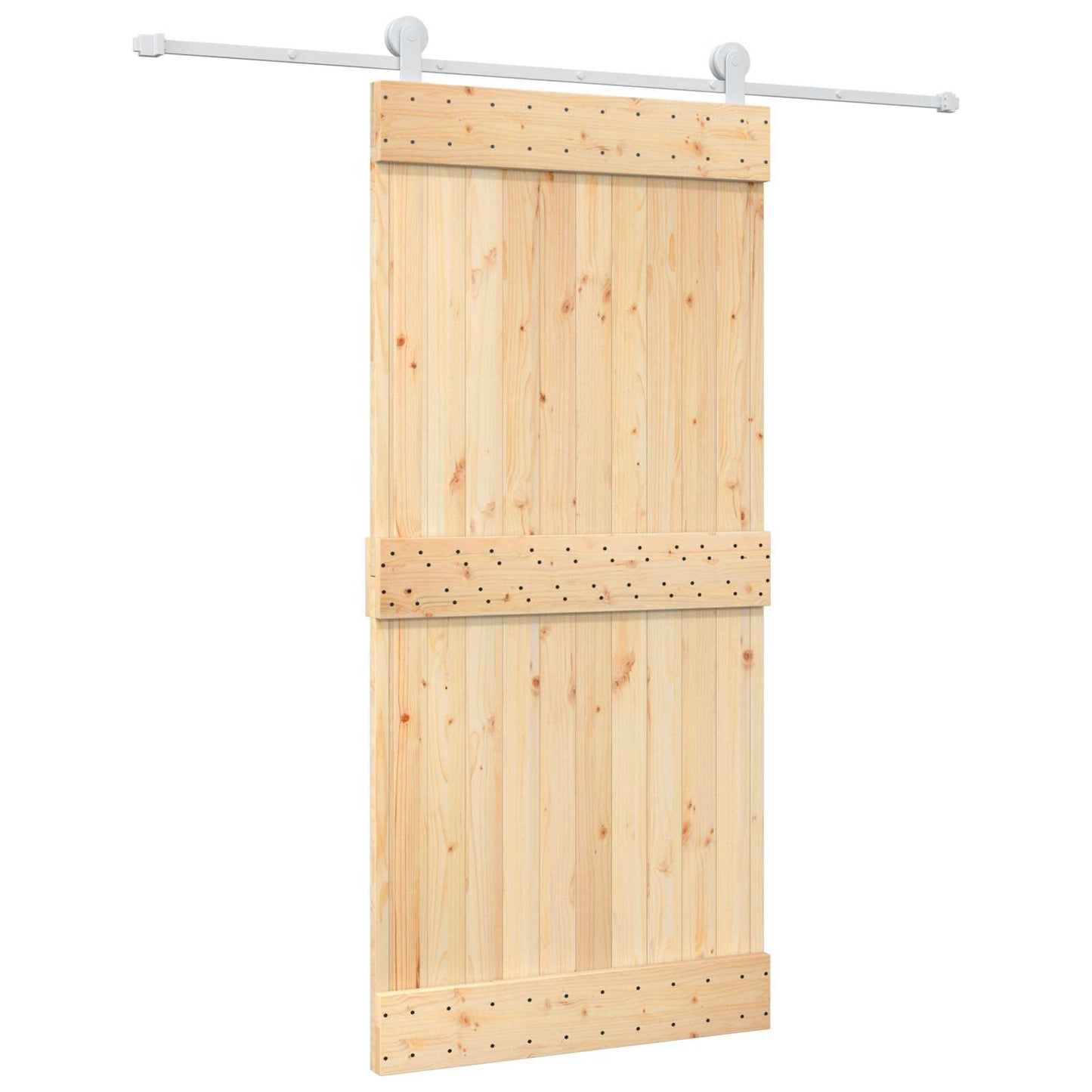 vidaXL Sliding Door Natural and White 95 x 210 cm Solid Pine Wood