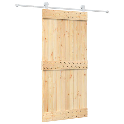 vidaXL Sliding Door Natural and White 95 x 210 cm Solid Pine Wood