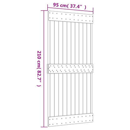 vidaXL Sliding Door Natural and White 95 x 210 cm Solid Pine Wood