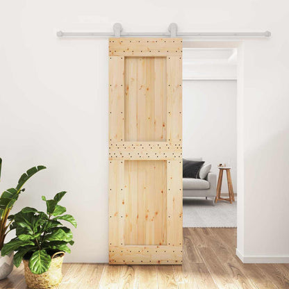 vidaXL Sliding Door Natural and White 70 x 210 cm Solid Pine Wood