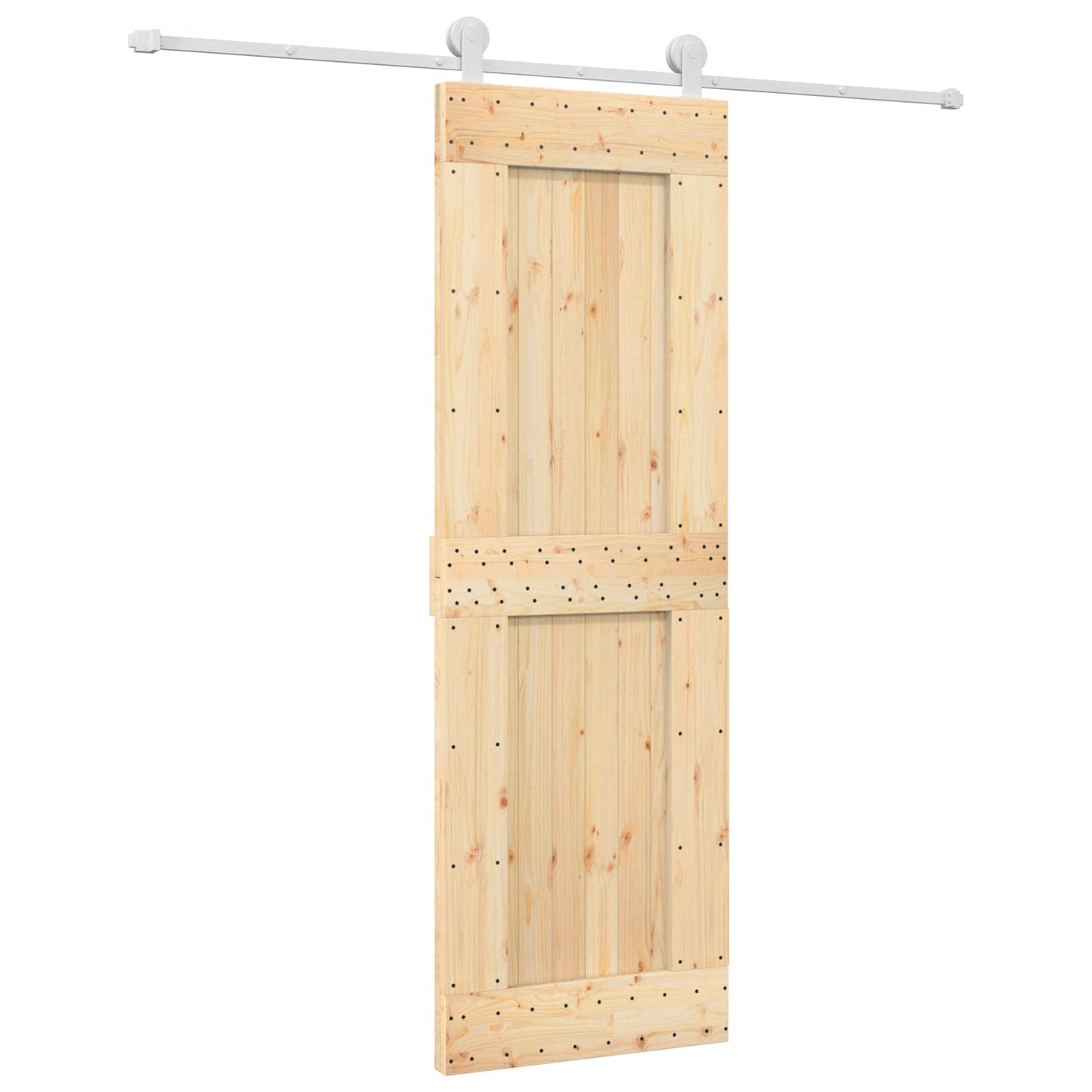 vidaXL Sliding Door Natural and White 70 x 210 cm Solid Pine Wood