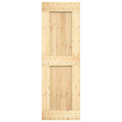 vidaXL Sliding Door Natural and White 70 x 210 cm Solid Pine Wood