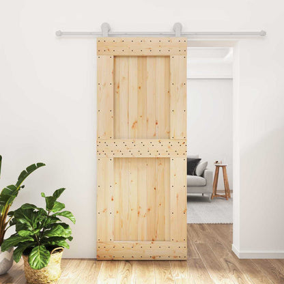 vidaXL Sliding Door Natural and White 85 x 210 cm Solid Pine Wood